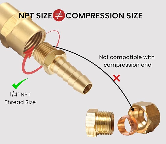 TANYA HARDWARE 3/8" Barb to 1/4" NPT Male Thread Air Hose Repair Kit - Image 5
