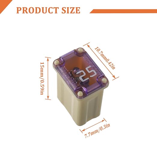 25A 25AMP 32V Slow Blow FMM MCASE Type Fuses 608825 Micro Female Cartridge - Image 2
