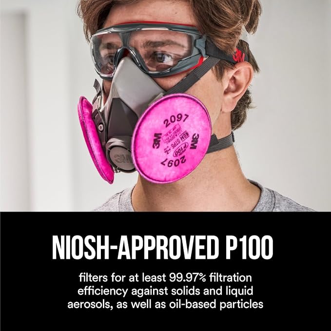 3M Performance P100 Particulate + Odor Filters, 2 pairs, NIOSH-APPROVED P100 - Image 3