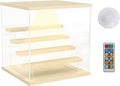 Choowin 5 Tier Clear Acrylic Lighted Display Case for Collectibles, Mini Figures, Pop Mart, Labubu, Sonny Angel, Smiski - Assemble Dustproof Display Box with Door, Stand (Wood Top Base, Clear Step)