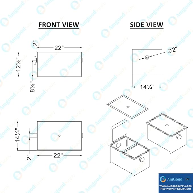 20 LB Carbon Steel Grease Trap Interceptor - Image 3