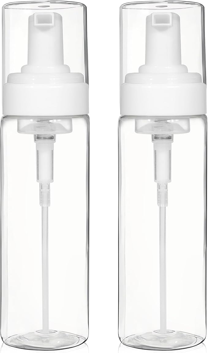 2PCS Foam Pump Bottle, Foaming Dispenser Bottle, Foaming Hand Soap Dispensers, Travel Size Foam Spray Bottles for Body Wash, Lash Cleanser, Shampoo, 200 ml/7 OZ