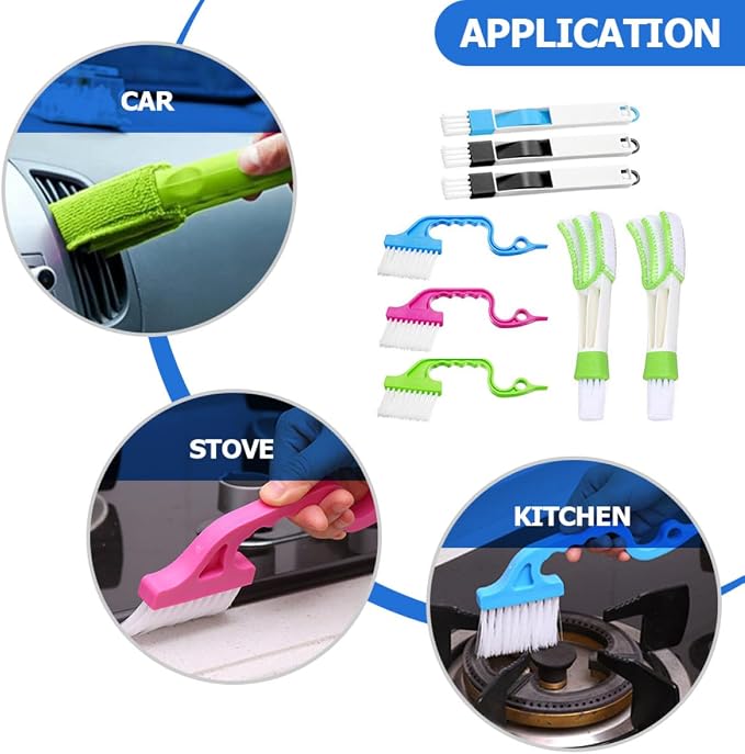 8pcs Window Groove Cleaning Brush Set, Wet and Dry Use Scrubber Brushes - Image 4
