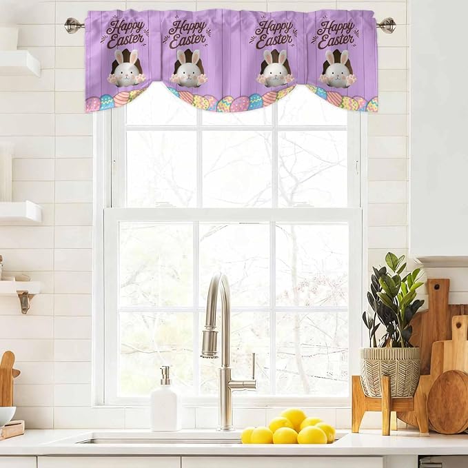 Purple Easter Tie Up Valance Curtains - Image 9