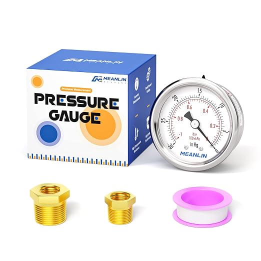 MEANLIN MEASURE -30inHG~0Psi Vacuum Gauge Stainless Steel 1/8" NPT 2" FACE DIAL by MEANLINMEASURE