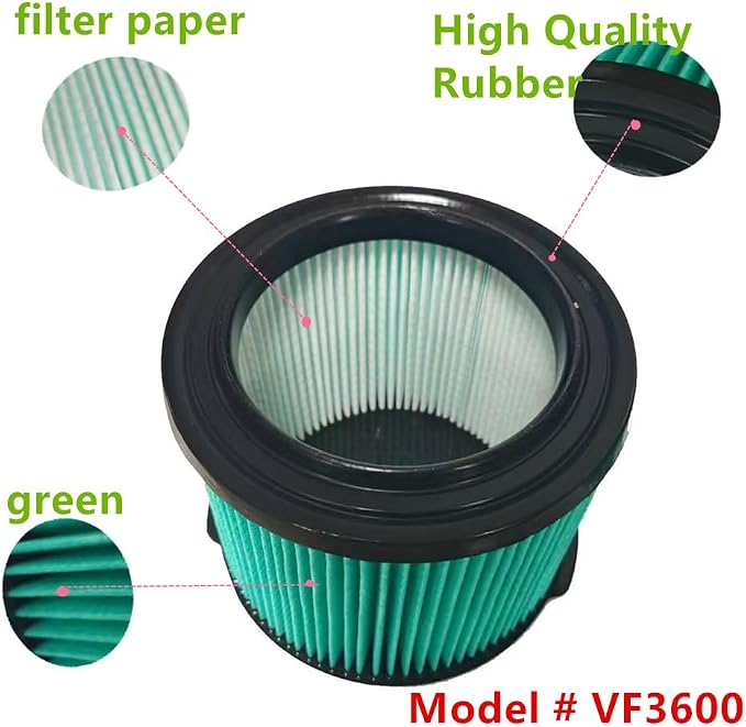 1 PACK brikiwee VF3600 HEPA Material Pleated Paper Wet/Dry Vac Replacement - Image 3