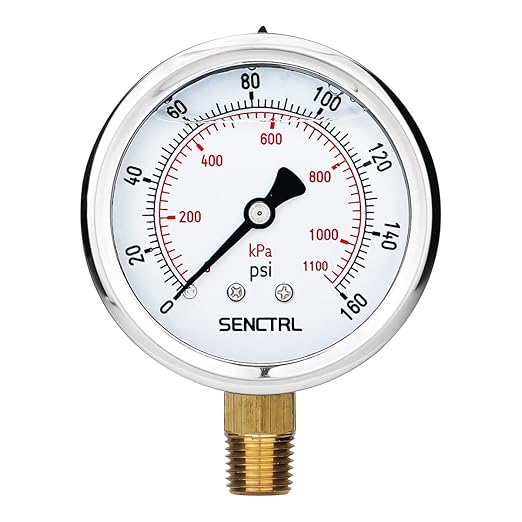 SENCTRL 0-160 Psi Glycerin Liquid Filled Air Pressure Gauge, 2.5" Dial Size by senctrl