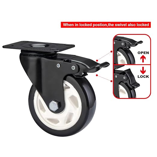 4" Swivel Casters Set of 8, Heavy Duty Locking Casters - Image 6