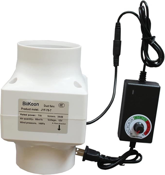 Inline Duct Fan 3 Inch Ventilation Exhaust Booster Variable Powerful 32 Cfm by Unknown