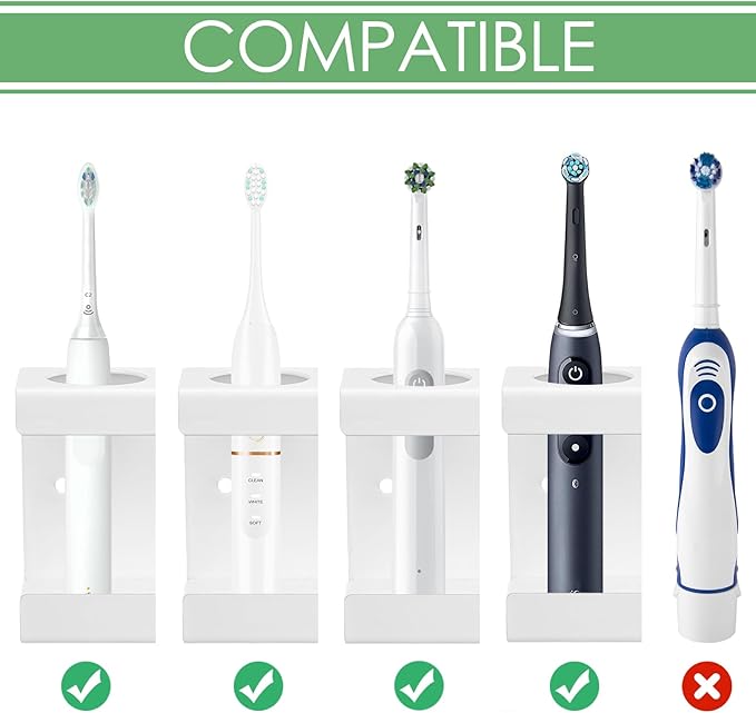 Electric Toothbrush Countertop Holder with Diatomite Stone - Bathroom Sink Organizer or Wall-Mounted Rack, Compatible with Philips Sonicare, Oral-B (White)