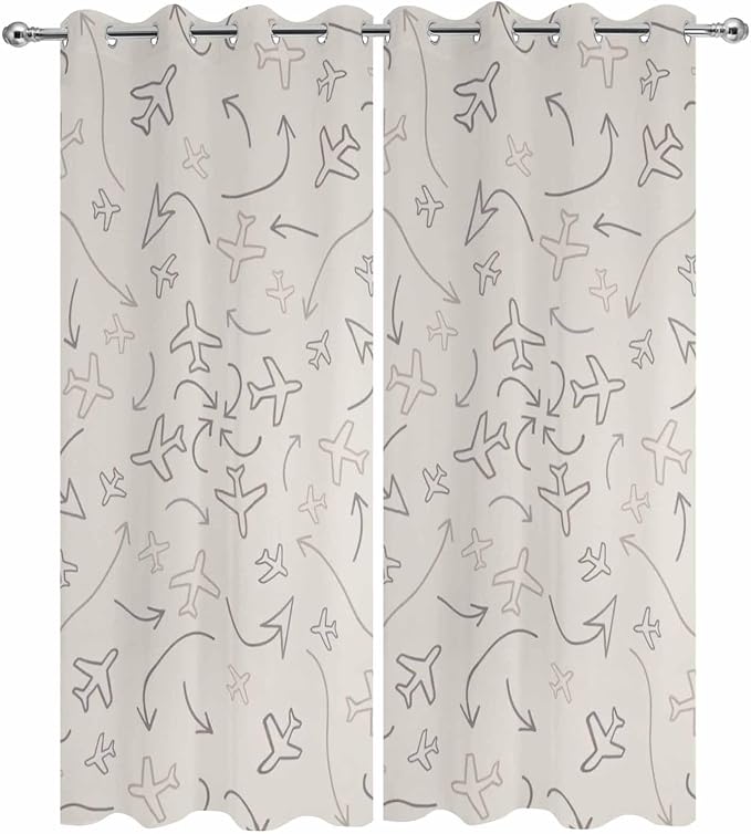 Abstract Airline Route Waterproof Outdoor Curtains - Image 2