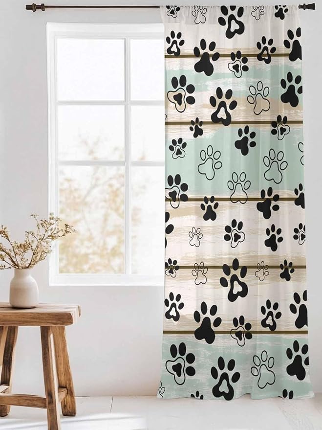 Sheer Curtains 108 Inches Long, Sage Green Beige Farmhouse Semi Sheer Curtains - Image 3