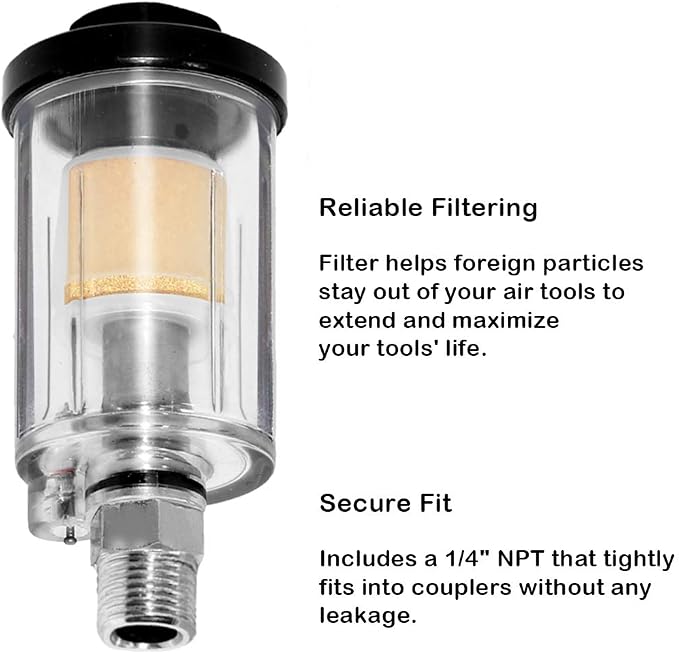 beduan Water Oil Separator Filter, 1/4" NPT Male and Female Thread Spray Gun - Image 2