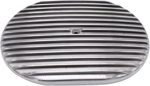 1 Set SHLPDFM Air Cleaner Polished Aluminum Silver 12"" Oval Full Finned Air - Image 2