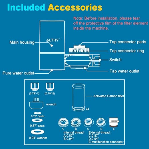 ALTHY Faucet Water Filter, BPA-Free Sink Tap Water Purifier, Certified Reduces - Image 6