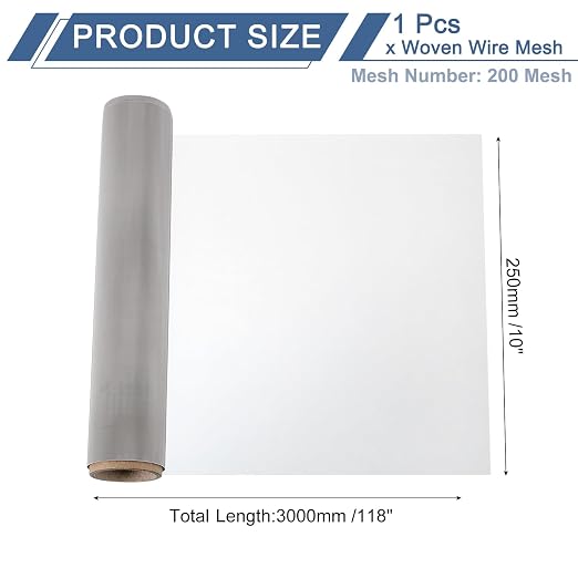 uxcell 200 Mesh 118" x 10" Woven Wire Mesh, 316 Stainless Steel Air Vent Filter - Image 2