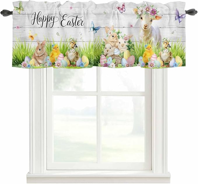 Easter Curtain Valances for Windows, Kitchen Valance Window Treatment, Spring by Unknown