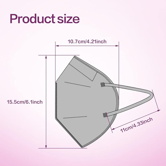 Miuphro KN95 Face Mask, 5-Layer Design Cup Dust Safety KN95 Masks 25 Pack - Image 2