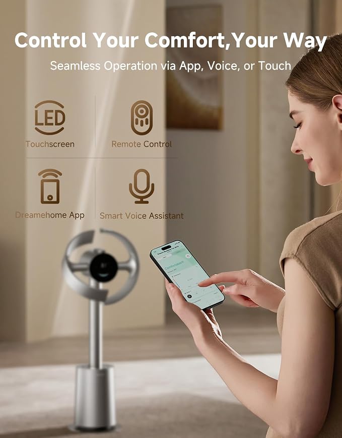 DREAME Bladeless Tower Fan for Bedroom, Smart Standing Fan - Image 7