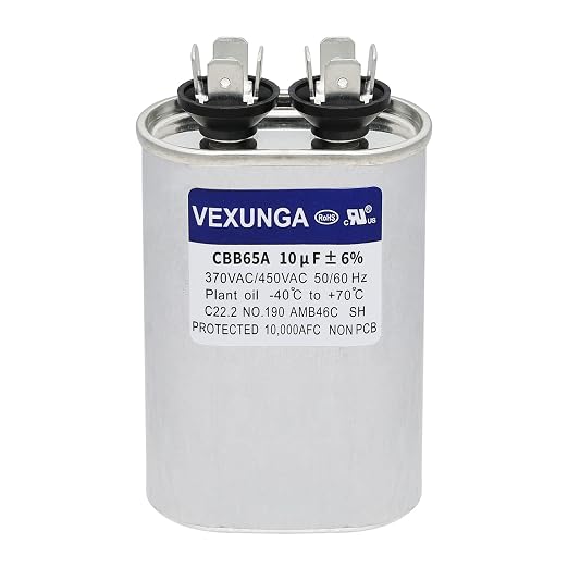 VEXUNGA 10uF 370/440VAC 50/60Hz CBB65 CBB65A Oval Run Start Capacitor 10 MFD by VEXUNGA