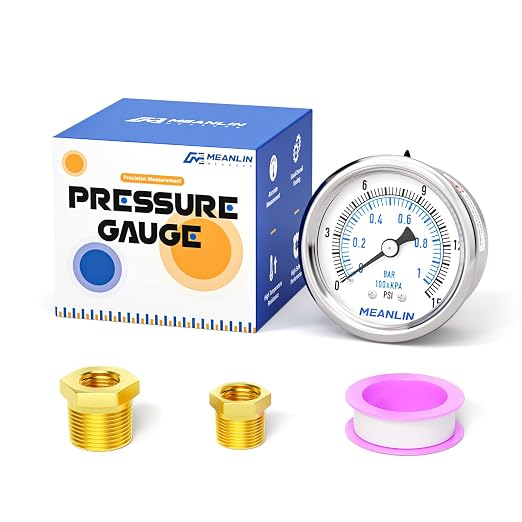 MEANLIN MEASURE 0~15Psi Dry Low Pressure Gauge Stainless Steel 1/8" NPT 2" FACE by MEANLINMEASURE