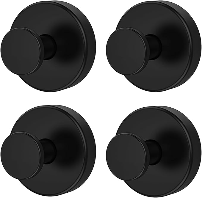 Removable & Reusable Suction Cup Hooks for Shower, Heavy Duty No-Drill Cup Hooks for Towels, Robes, Loofah–Wreath Hangers for Front Doors,Doors & Smooth Surfaces (Black, 4 Pack)