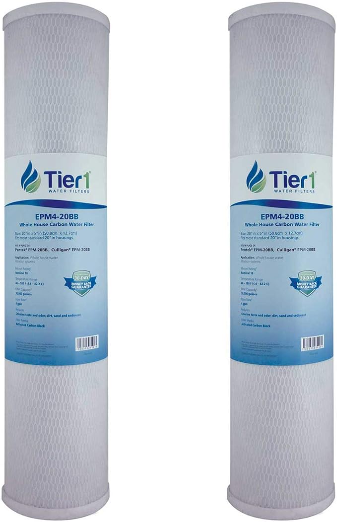 Tier1 10 Micron 20 x 4.5 Water Filter | Whole House Radial Flow Carbon by Tier1