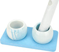 2 Pack Ceramic Toothbrush Holder with Diatomite Toothbrush Tray for Bathroom Shower Countertop Storage Organizer, Small Toothpaste Razor Electric Tooth Brush Head Stand (Blue)