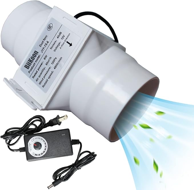 3 Inch Duct Fan Variable Inline Exhaust Blower 12V Extractor Fan 47Cfm Powerful by Unknown
