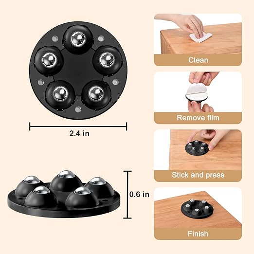Self Adhesive Caster Wheel 2 inch, 360° Swivel Universal Wheels, Mini Adhesive - Image 5