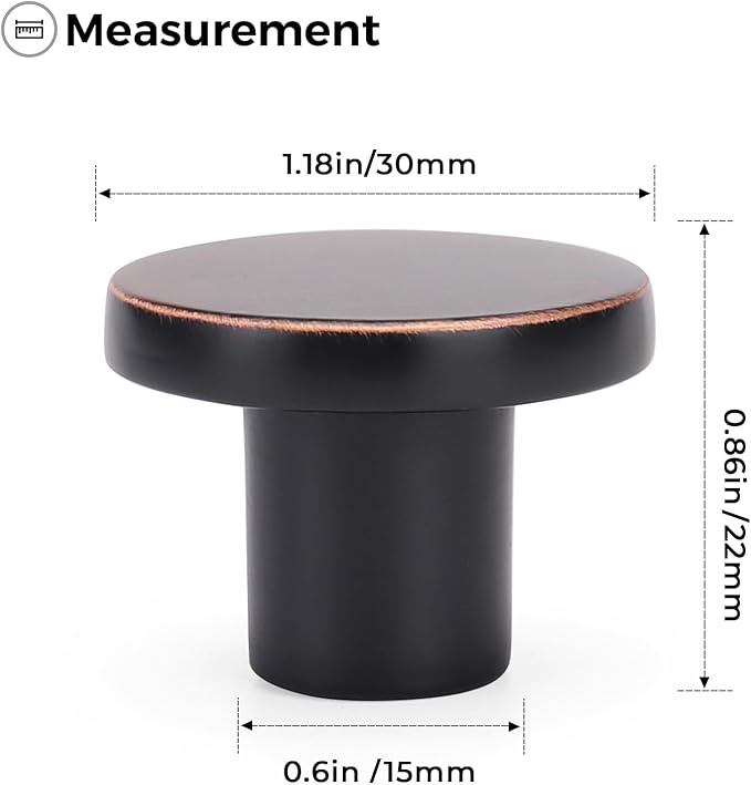 Ravinte 25 Pack Cabinet Knobs Oil Rubbed Bronze Kitchen Cabinet Knobs Round Dresser Drawer Pulls Closet Door Pulls 1-1/5 Inch