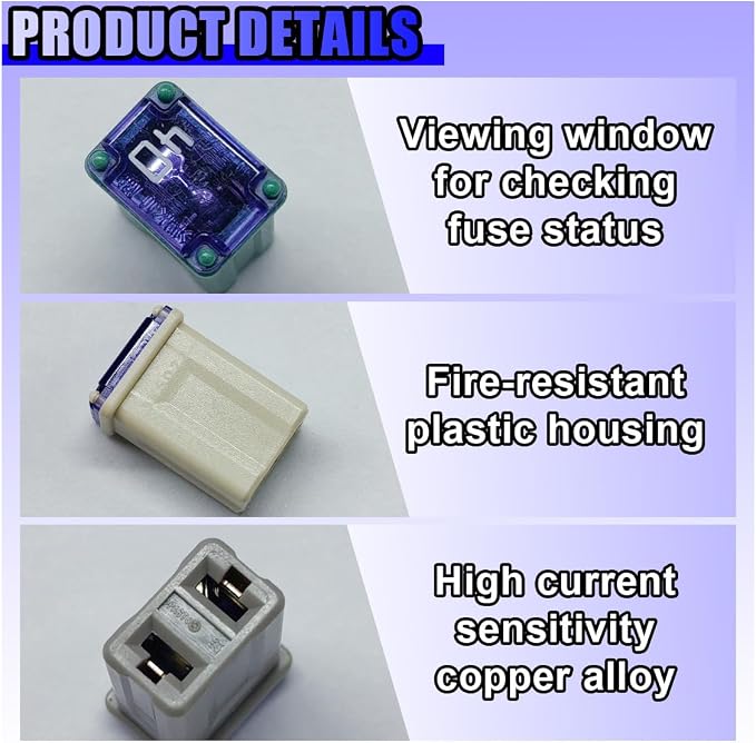 25PCS Micro Cartridge Fuses, 15A 20A 25A 30A 40A Slow Blow FMM Mcase Type Fuses - Image 5