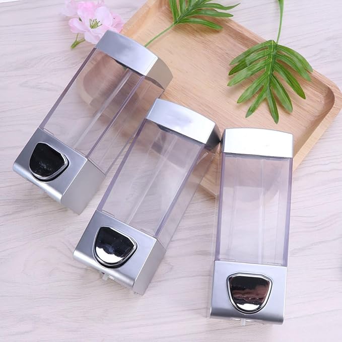 Wall-Mounted Shampoo Dispenser and Lotion Pump, Three-Chamber Soap Gel Bottle, Refillable Bathroom Shower Gel Holder for Residential and Hospitality Use