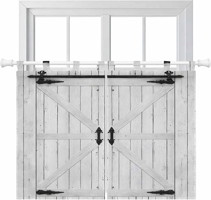 Farmhouse Wood Grain Kitchen Curtains 45 Inch Length, Short Cafe Window by Unknown