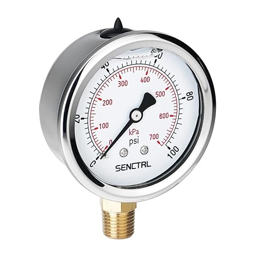 SENCTRL 100 Psi Lead-Free Glycerin Liquid Filled Low Pressure Gauge, 2.5" Dial by senctrl