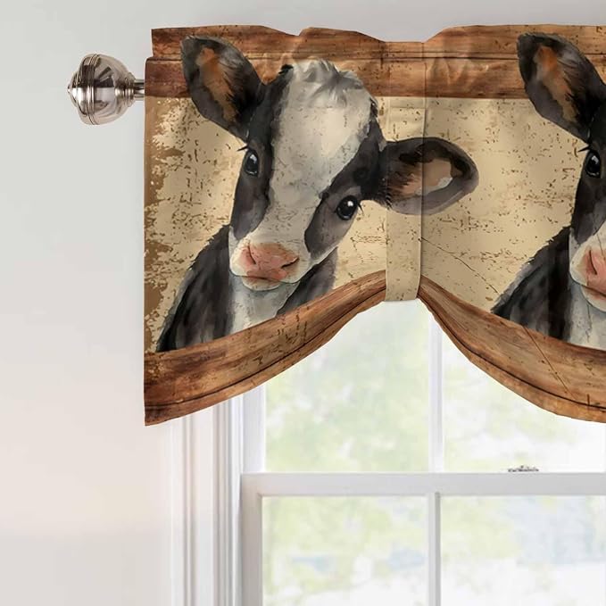 Farmhouse Cow Tie Up Valance Curtains - Image 4