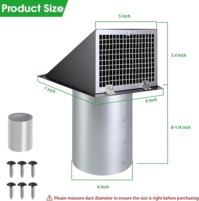 4 Inch Dryer Vent Cover Outside, Dryer Wall Vent Exhaust Vent Cover, Hooded - Image 2