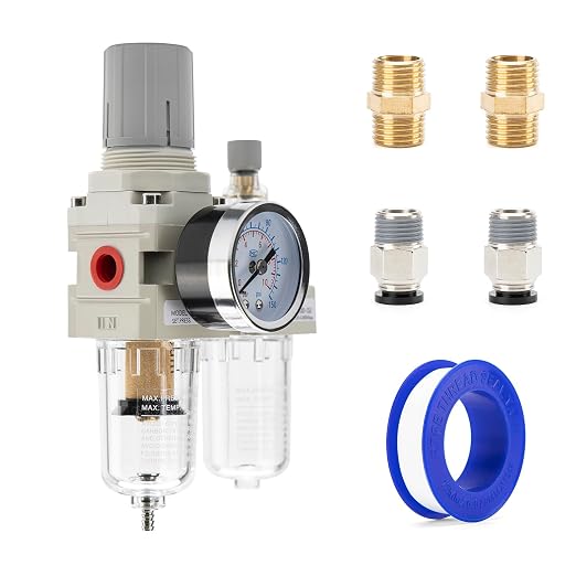 1/4" NPT Air Compressor Water Separator Regulator Filter Combo Compressed Air by EBEIZZI