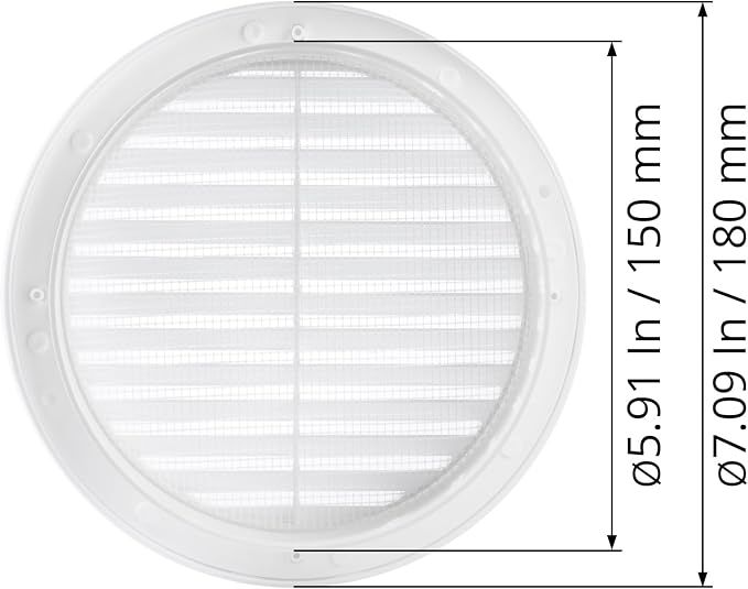 White 6" Inch Round Ventilation Grille - Image 5