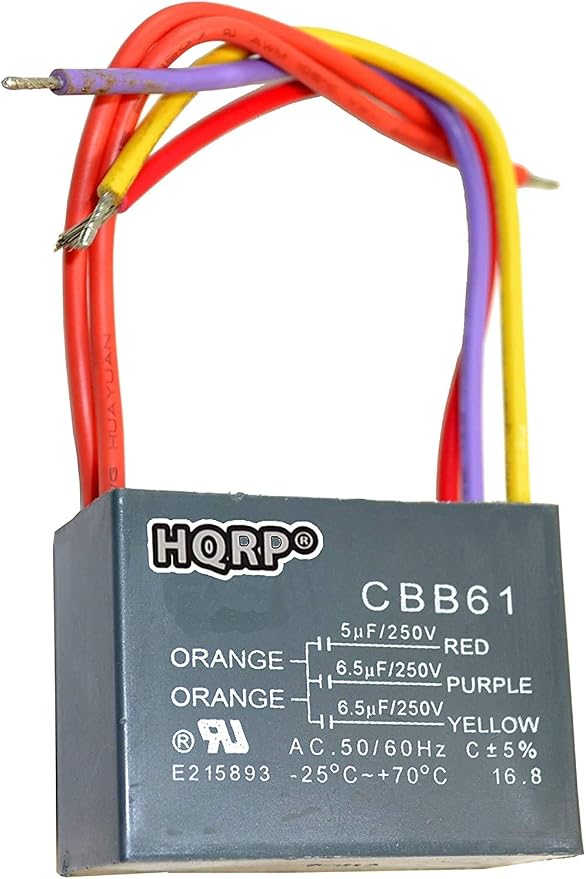 HQRP Ceiling Fan Capacitor CBB61 5uf+6.5uf+6.5uf 5-Wire UL Listed by HQRP