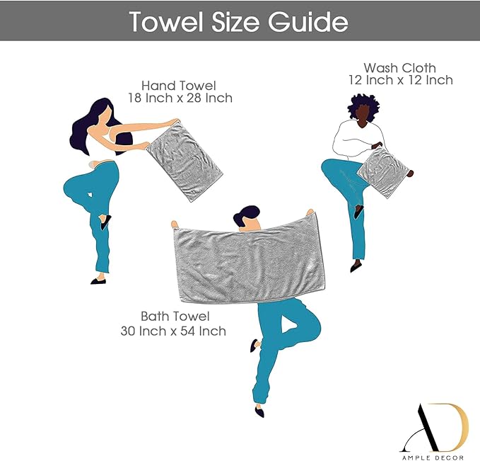 Ample Decor Bathroom Towel Set of 18-4 Hand Towel, 4 Bath Towel, 10 Wash Cloths - Oeko Tex Certified 600 GSM 100% Cotton - High Absorbency Quick Drying, Ideal for Gifting - Yellow