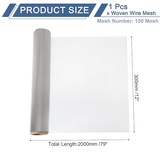 uxcell 150 Mesh 79" x 12" Woven Wire Mesh, 304 Stainless Steel Air Vent Filter - Image 2