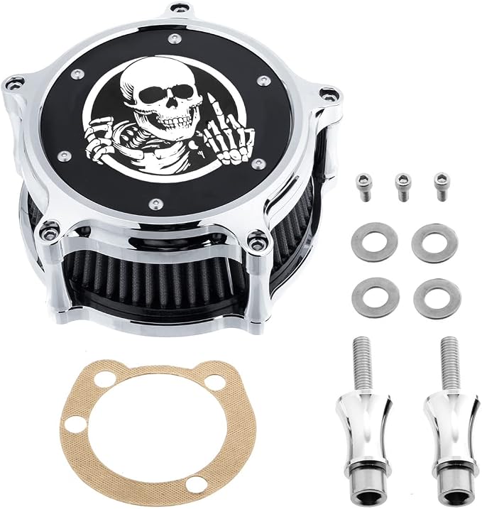 Air Filter Intake Filter System Kit Cnc Cut Air Cleaner Chrome Filter Kit - Image 2