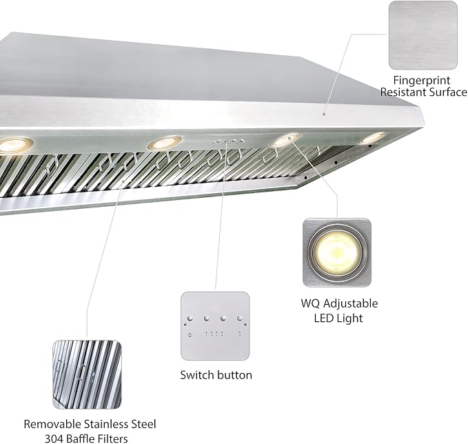 CT Copper Tailor Sloped Copper Vent Hood Island Mount, 1150 CFM Exhaust Fan - Image 6