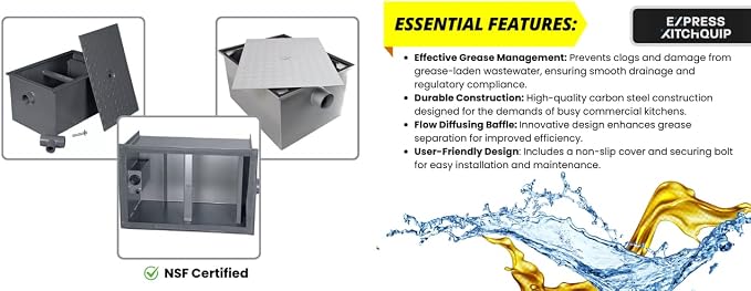 Commercial Carbon Steel Grease Trap Interceptor 40lb - Image 4