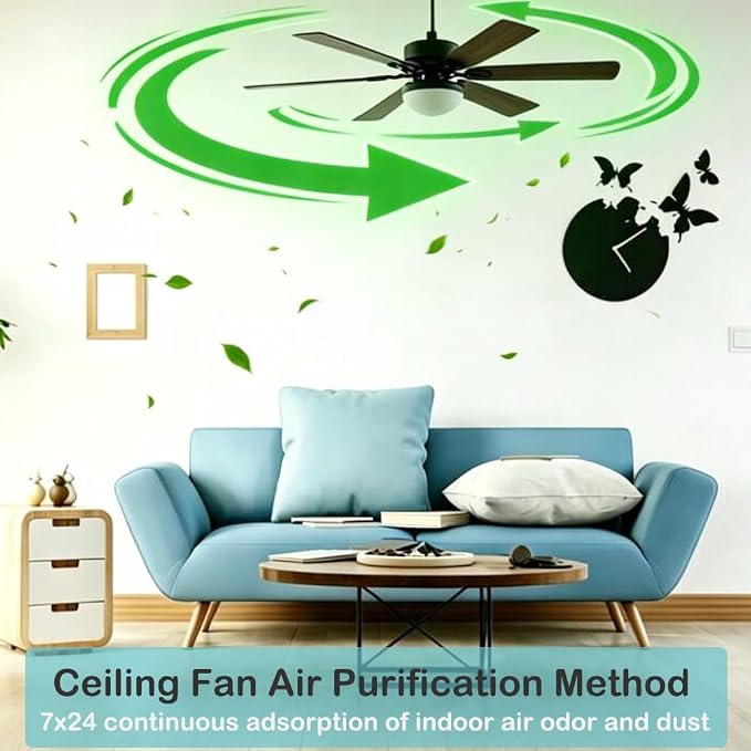 5 Pack Ceiling Fan Filter for Blades, Activated Carbon Ceiling Fan Air Purifier - Image 2