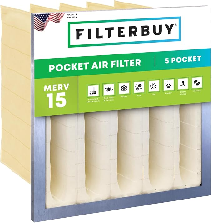 Filterbuy 20x20x12 5-Pocket Air Filter MERV 15 HVAC Replacement by Filterbuy