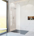 Glass Shower Panel, 32" W x 78" H Semi-Framed Fixed Shower Glass Panel in Silver with 5/16"(8mm) Clear Tempered Glass Door, Simple Shower Door Panel for Bathroom