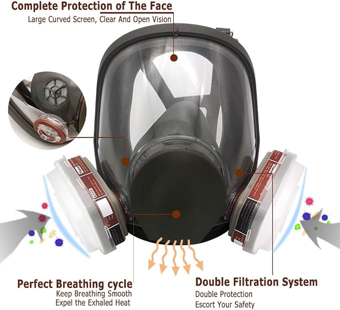 Full Face Respirаtor Reusable, Organic Vapor Respirаtor Compatible - Image 3