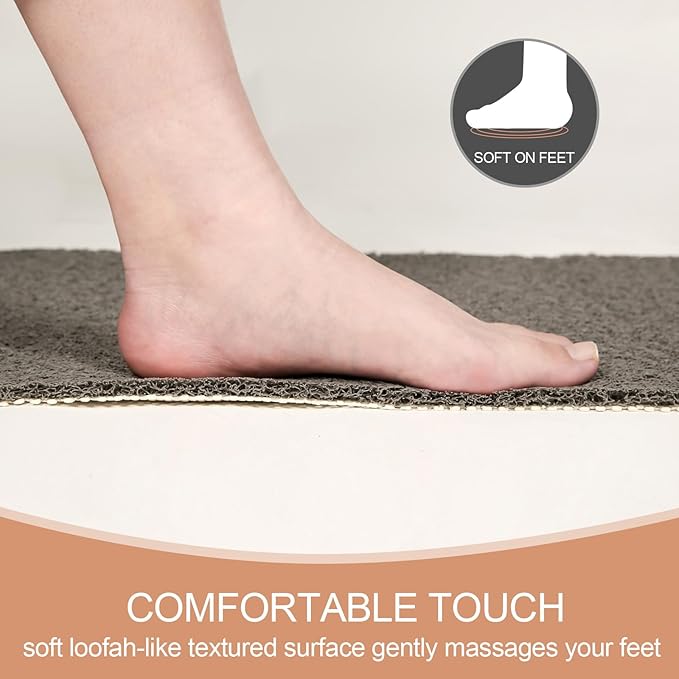 Joyhalo Anti Slip Shower Mat - 47'' x 16'' Non Slip Bath Mat for Elderly, PVC Loofah, Grey